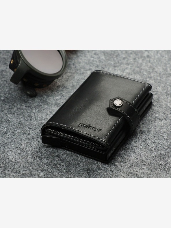 Pularys Pularys Portafoglio in pelle Hiker da uomo e set regalo portachiavi nero 211314101