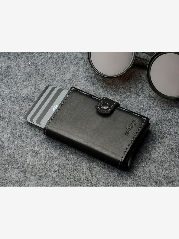 Pularys Pularys Portafoglio in pelle Hiker da uomo e set regalo portachiavi nero 211314101