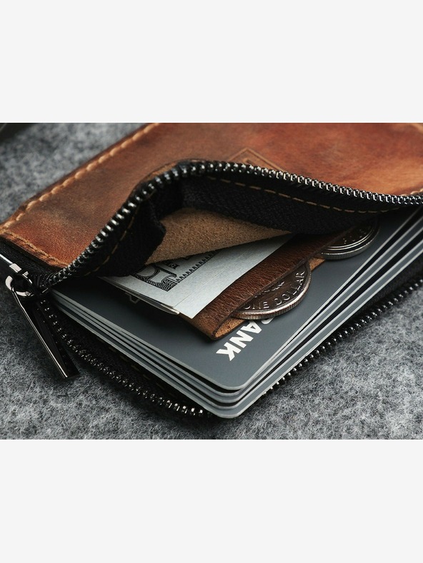 Pularys Portafoglio in pelle da uomo Pularys Oldtimer Slim Marrone