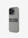 DKNY DKNY PU Pelle Ripetizione Motivo Striscia Tonale Cover posteriore per iPhone 16 Pro Max Beige
