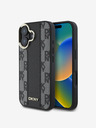 DKNY DKNY PU pelle modello a scacchi Magsafe Back Cover per iPhone 16 Plus Nero
