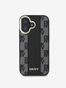 DKNY DKNY PU pelle modello a scacchi Magsafe Back Cover per iPhone 16 Plus Nero