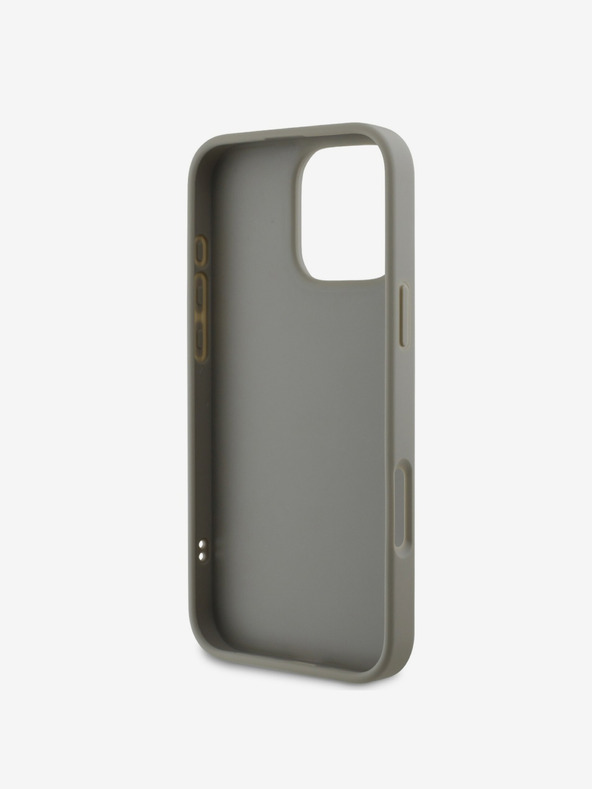 DKNY DKNY PU pelle trapuntata Stack Logo Cover posteriore per iPhone 16 Pro Max Grigio