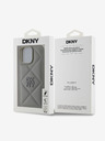 DKNY DKNY PU pelle trapuntata Stack Logo Cover posteriore per iPhone 16 Pro Max Grigio