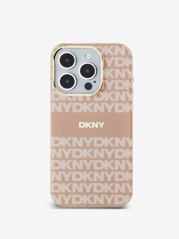 DKNY PC/TPU Ripetizione modello Tonal Stripe Magsafe Back Cover per iPhone 14 Pro Pink DKNY
