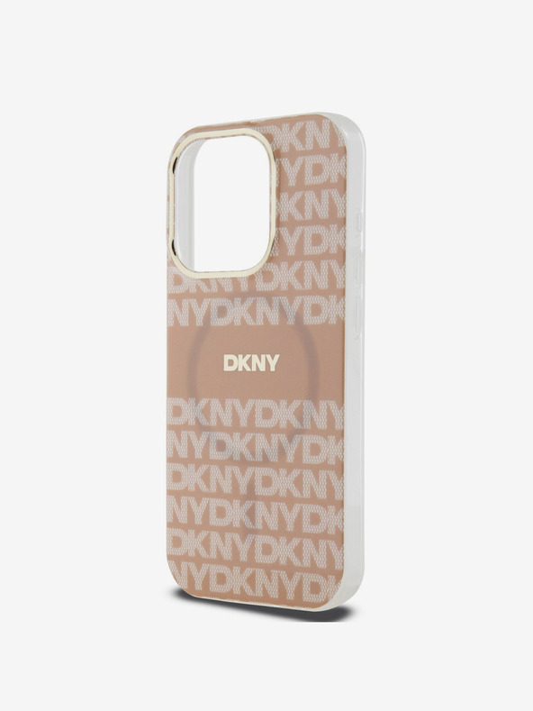 DKNY PC/TPU Ripetizione modello Tonal Stripe Magsafe Back Cover per iPhone 14 Pro Pink DKNY