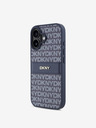 DKNY DKNY PU pelle Ripetizione modello Tonal Stripe Back Cover per iPhone 16 Blu