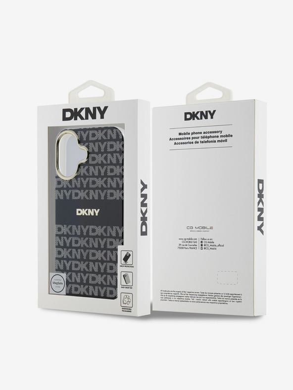 DKNY DKNY Cover posteriore Magsafe in PC/TPU con motivo a righe tonali per iPhone 16 nero