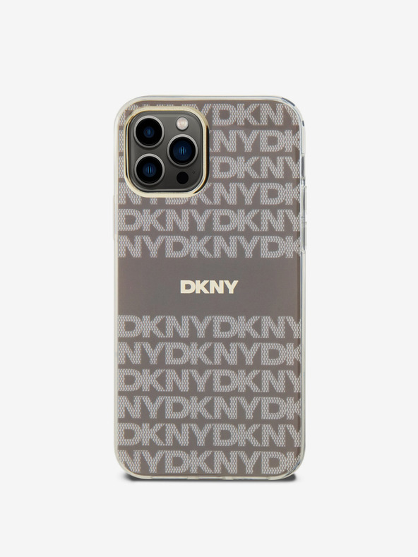 DKNY PC/TPU Ripetizione del modello Tonal Stripe Magsafe Back Cover per iPhone 12/12 Pro Beige DKNY