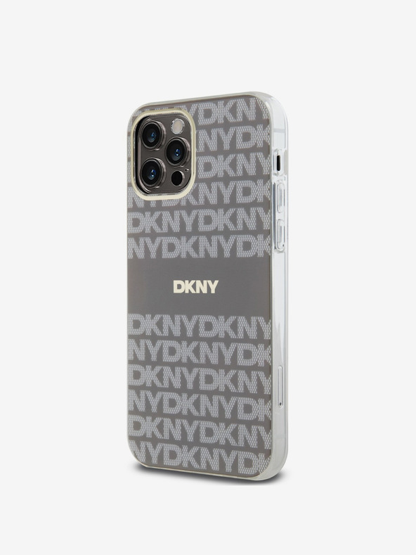 DKNY PC/TPU Ripetizione del modello Tonal Stripe Magsafe Back Cover per iPhone 12/12 Pro Beige DKNY