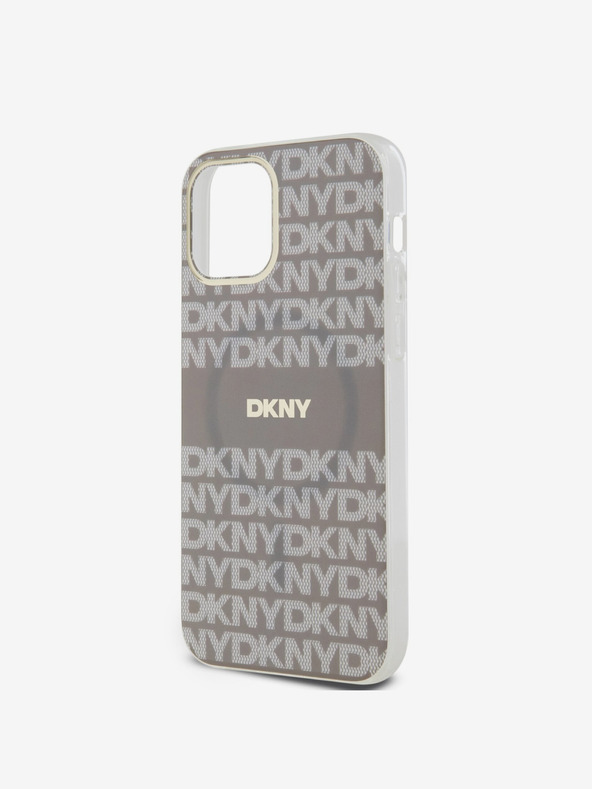 DKNY PC/TPU Ripetizione del modello Tonal Stripe Magsafe Back Cover per iPhone 12/12 Pro Beige DKNY