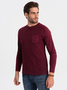 Ombre Clothing T-shirt uomo basic bordeaux con taschino Ombre Clothing