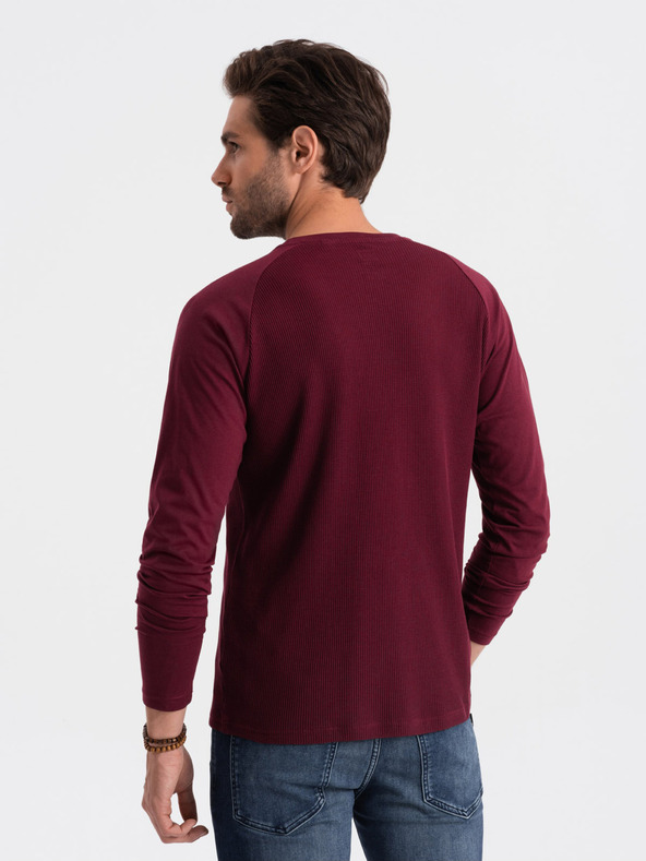 Ombre Clothing T-shirt uomo basic bordeaux con taschino Ombre Clothing
