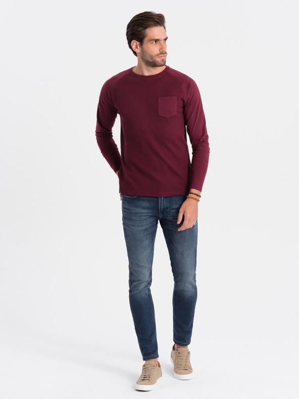 Ombre Clothing T-shirt uomo basic bordeaux con taschino Ombre Clothing
