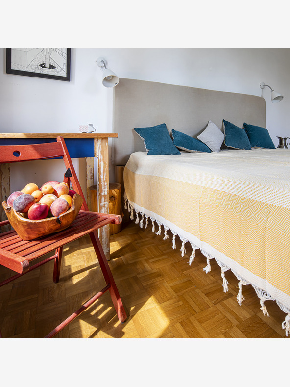 Balkanova Coperta in cotone Nefes IV - giallo miele