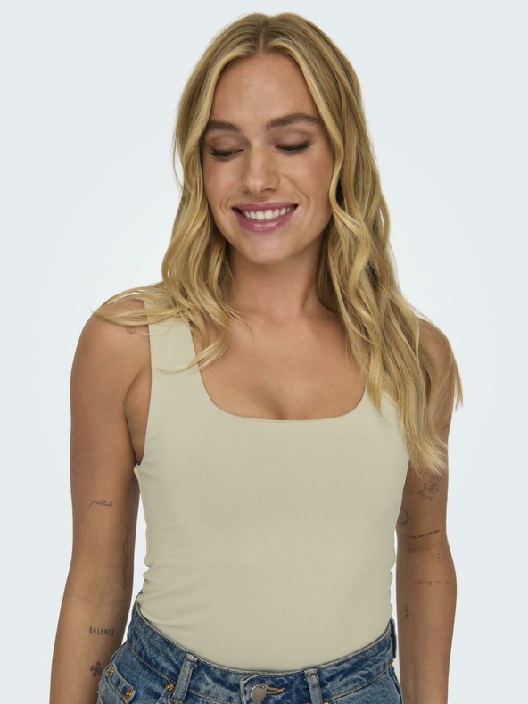 ONLY Canotta basic reversibile beige da donna ONLY Ea