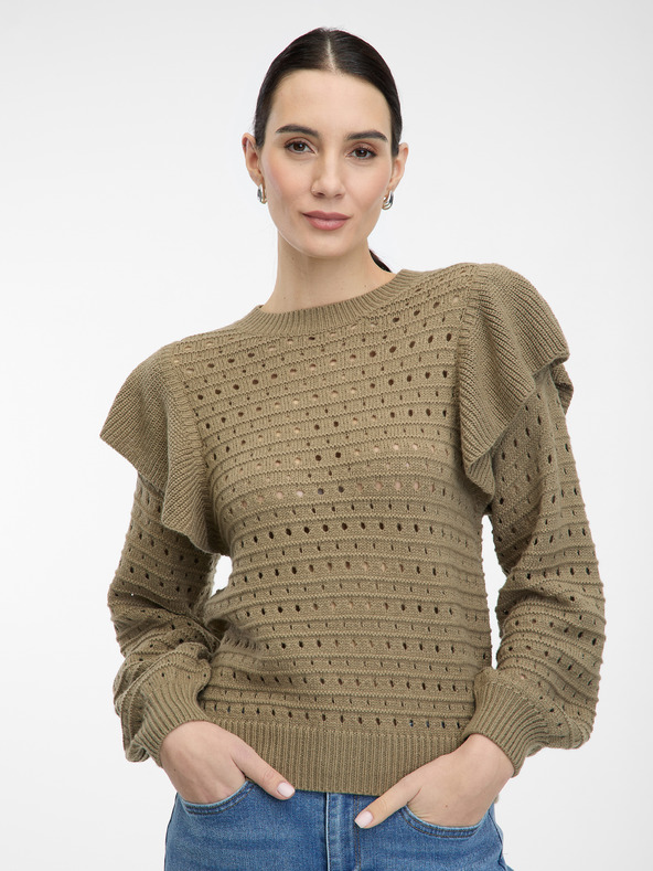 Orsay Maglione con volant da donna Khaki ORSAY