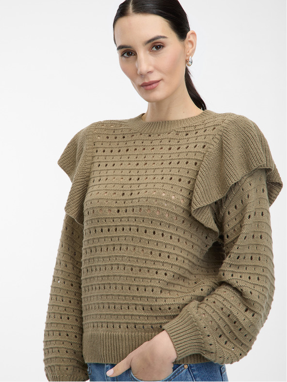 Orsay Maglione con volant da donna Khaki ORSAY