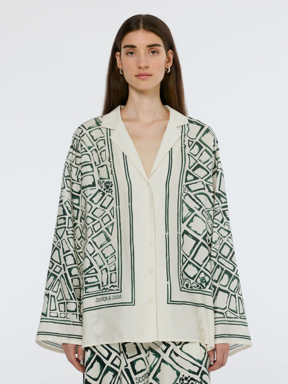 Scotch & Soda Camicia a fantasia verde e crema da donna Scotch & Soda
