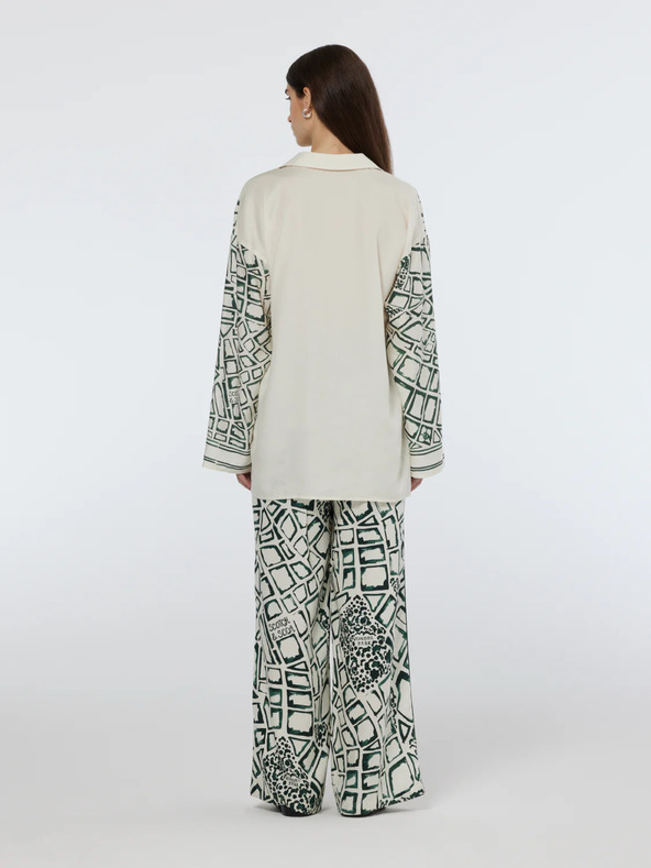 Scotch & Soda Pantaloni a gamba larga fantasia verde e crema da donna Scotch & Soda