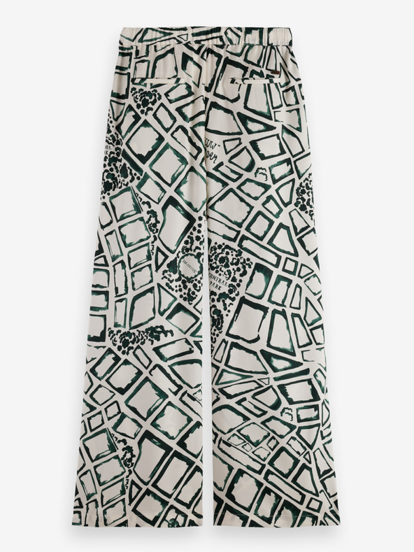 Scotch & Soda Pantaloni a gamba larga fantasia verde e crema da donna Scotch & Soda