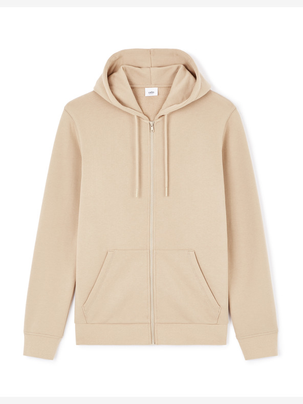 Celio Felpa uomo beige con cappuccio Celio Fethree