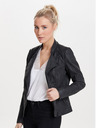 ONLY Giacca curvy da donna in pelle nera con tasche ONLY Biker