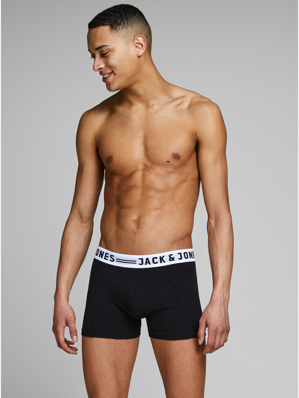 Jack & Jones Set di tre boxer Jack & Jones Sense da uomo in bianco, nero e grigio