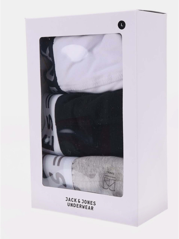 Jack & Jones Set di tre boxer Jack & Jones Sense da uomo in bianco, nero e grigio