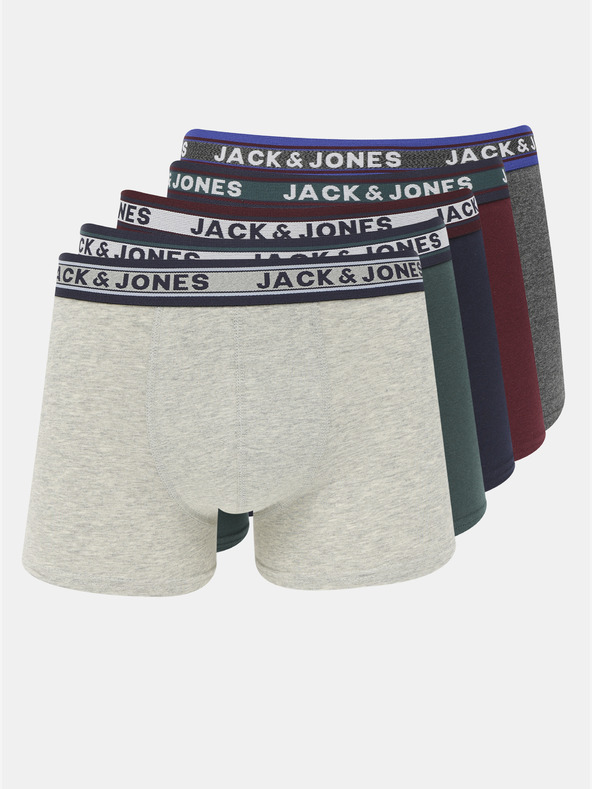 Jack & Jones Set di cinque boxer verdi e grigi Jack & Jones Oliver