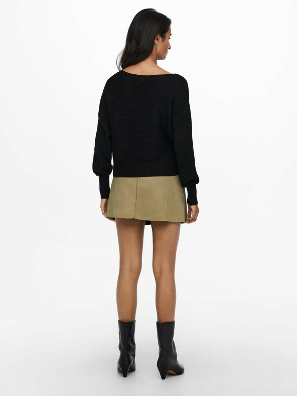 ONLY Maglione a coste nero da donna con maniche a pipistrello ONLY Adaline