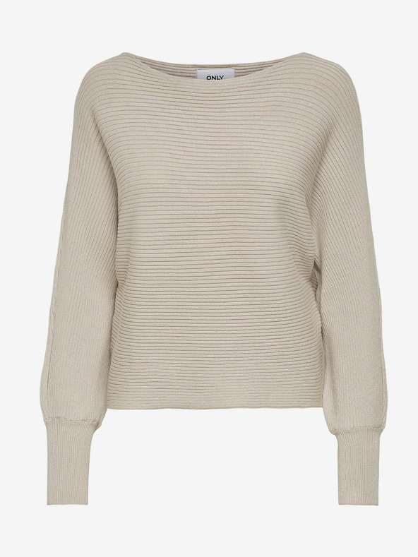 ONLY Maglione a coste beige da donna con maniche a pipistrello ONLY Adaline