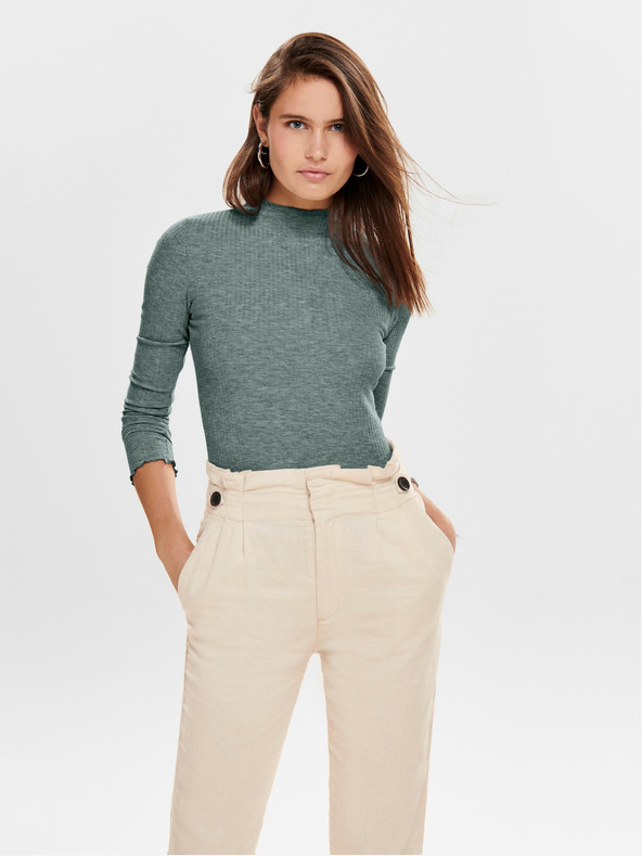 ONLY Maglietta verde a coste da donna ONLY Emma