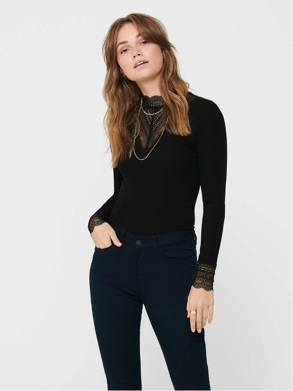 ONLY Top nero con pizzo ONLY Tilde