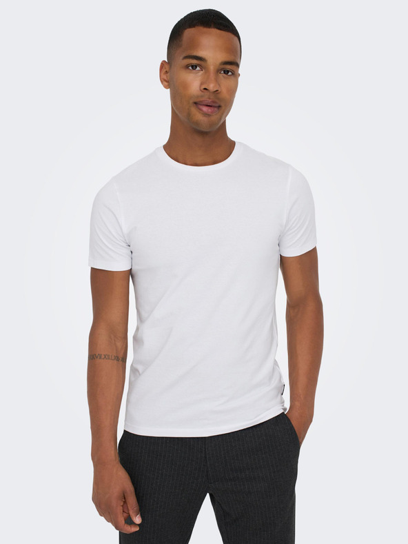 ONLY & SONS Set di due t-shirt basic da uomo in bianco ONLY & SONS