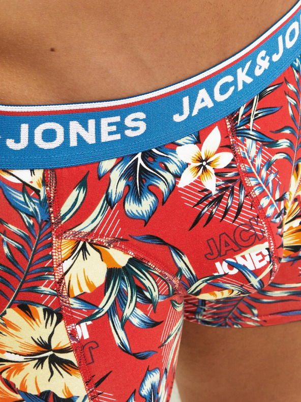 Jack & Jones Set di tre boxer da uomo a fantasia in rosso, nero e blu Jack & Jones Azores