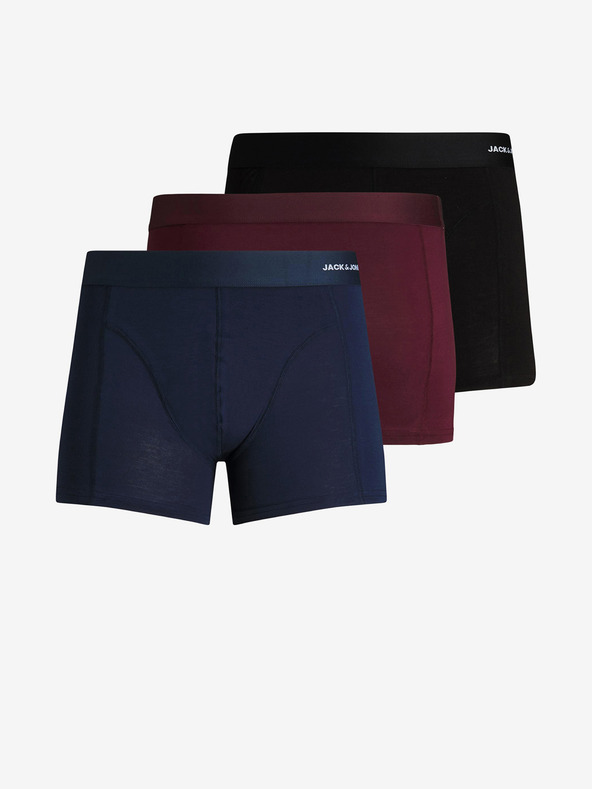 Jack & Jones Set di tre boxer da uomo in blu scuro, bordeaux e nero Jack & Jones Basic