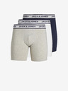 Jack & Jones Set di tre boxer da uomo in grigio chiaro, bianco e blu scuro Jack & Jones Solid