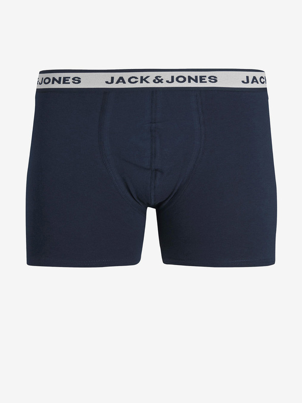 Jack & Jones Set di tre boxer da uomo in grigio chiaro, bianco e blu scuro Jack & Jones Solid