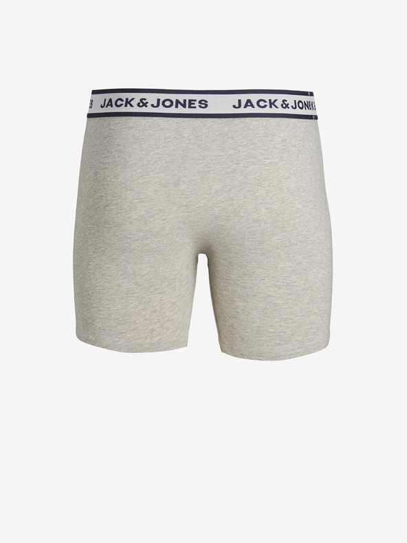 Jack & Jones Set di tre boxer da uomo in grigio chiaro, bianco e blu scuro Jack & Jones Solid