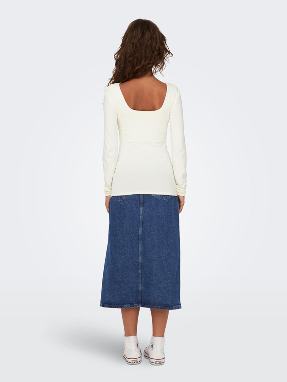 ONLY Maglietta basic a maniche lunghe da donna color crema ONLY Lea