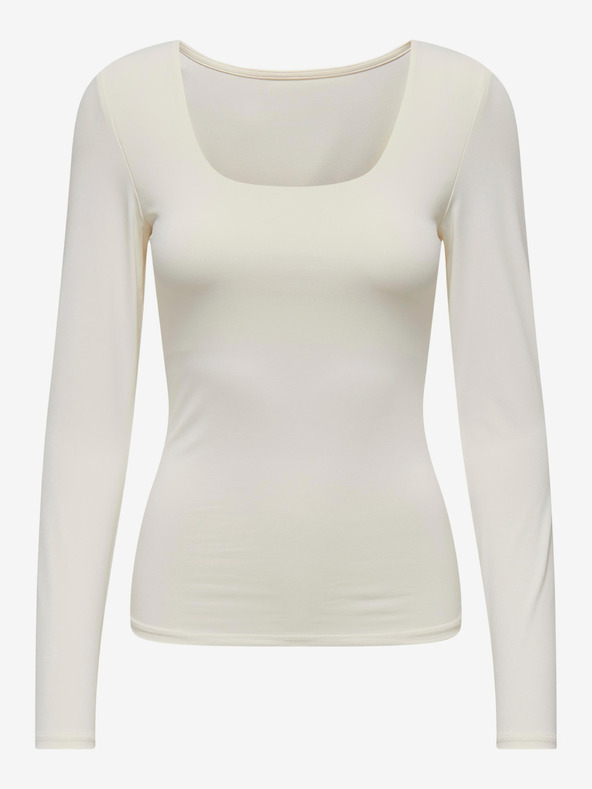 ONLY Maglietta basic a maniche lunghe da donna color crema ONLY Lea