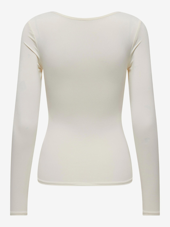 ONLY Maglietta basic a maniche lunghe da donna color crema ONLY Lea