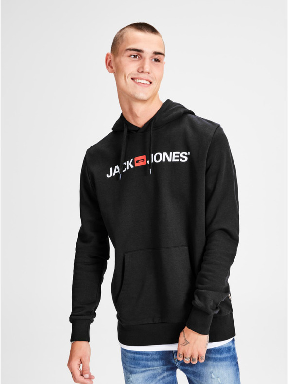 Jack & Jones Felpa con cappuccio nera stampata Jack & Jones Corp