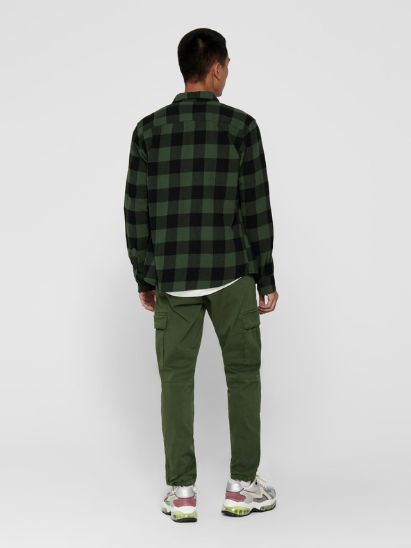 ONLY & SONS ONLY & SONS Gudmund Camicia a quadri nera e verde