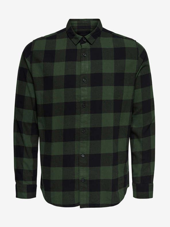 ONLY & SONS ONLY & SONS Gudmund Camicia a quadri nera e verde