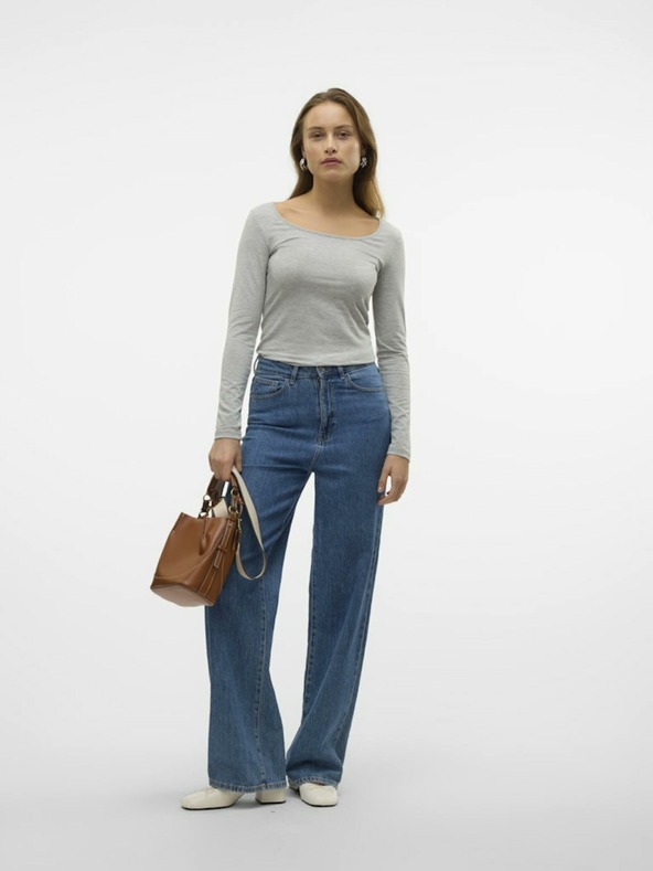 Vero Moda Maxi camicia grigia a righe basic a maniche lunghe VERO MODA