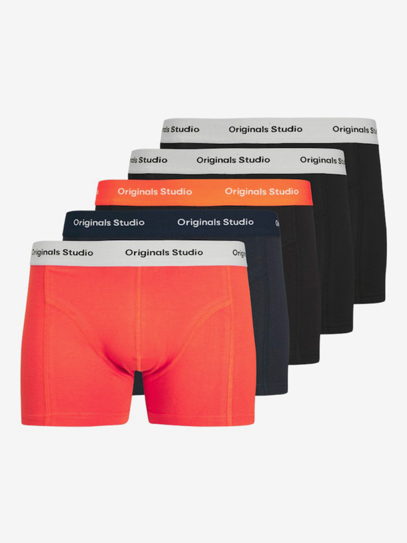 Jack & Jones Set di cinque boxer Jack & Jones da uomo nei colori arancio, blu e nero