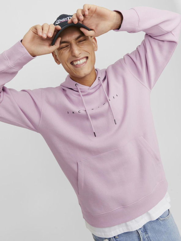 Jack & Jones Felpa con cappuccio Jack & Jones Star rosa chiaro da uomo