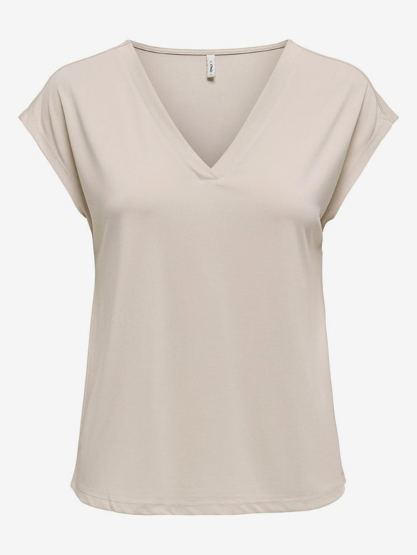 ONLY Maglietta da donna beige SOLO gratis
